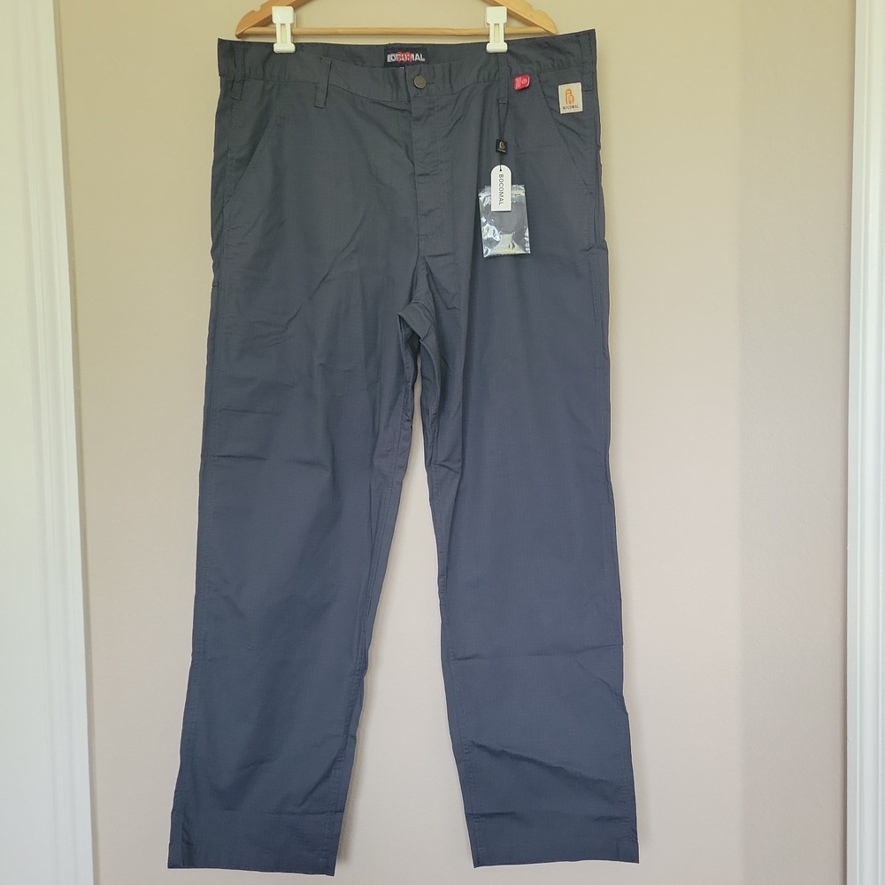 Bocomal Mens Fire Resistant FR Pants Size 40×32 New Rip Stop Gray Cat2 NFPS2112
